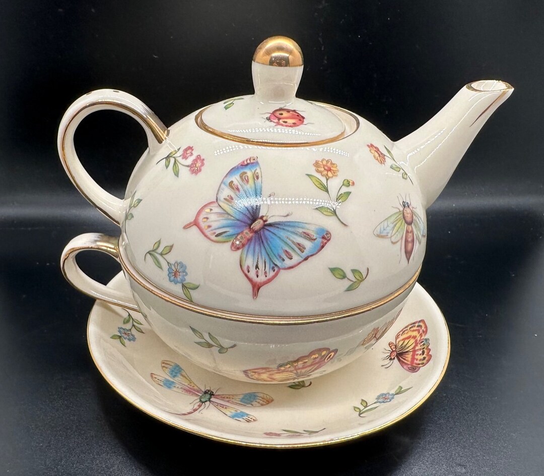 Burton and Burton Personal Teapot and Botanical Plate Etsy