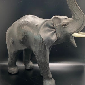 Vintage Leather Wrapped Elephant Figurine: African Safari Decor