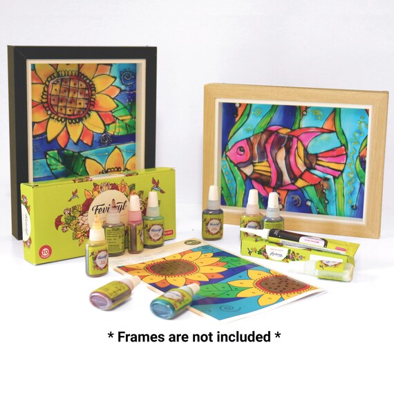 DIY Stained Glass Paint Kit With 10 Colors Black Outliner Etsy