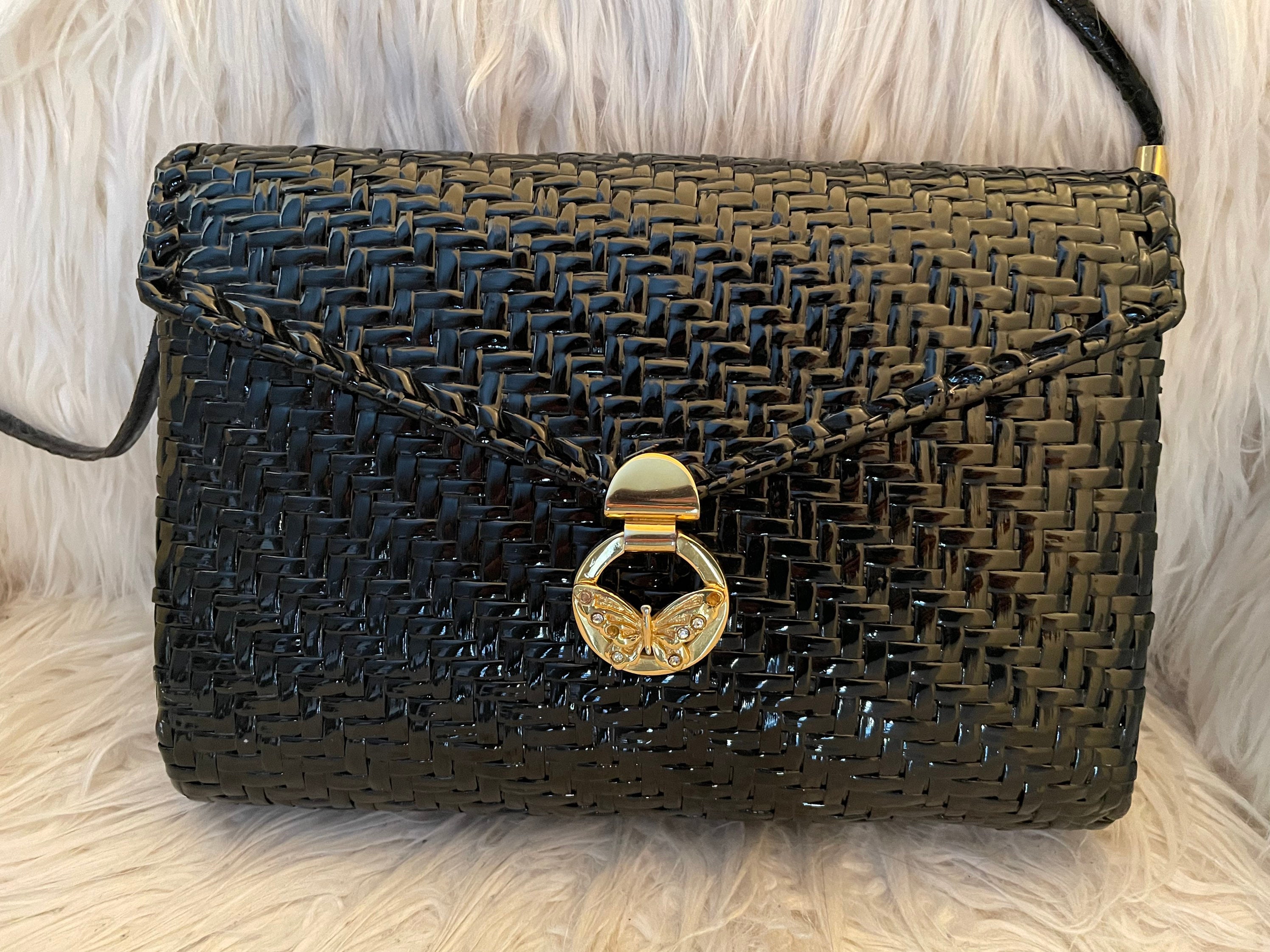 Vintage Susan Gail by Roberto Ricci Black Leather Woven Gold - Etsy