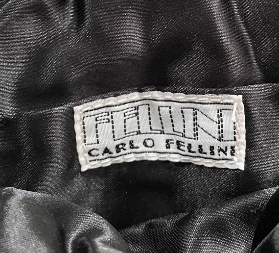 Vintage Carlo Fellini Black beaded pleated metal … - image 2