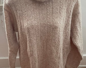 NWT Vintage Jeanne Pierre Lambswool Angora Blend oatmeal turtleneck sweater, size M