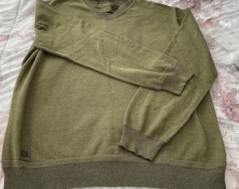 Vintage Rocha John Rocha men’s 100% cotton sage green V-neck sweater pullover, size XL