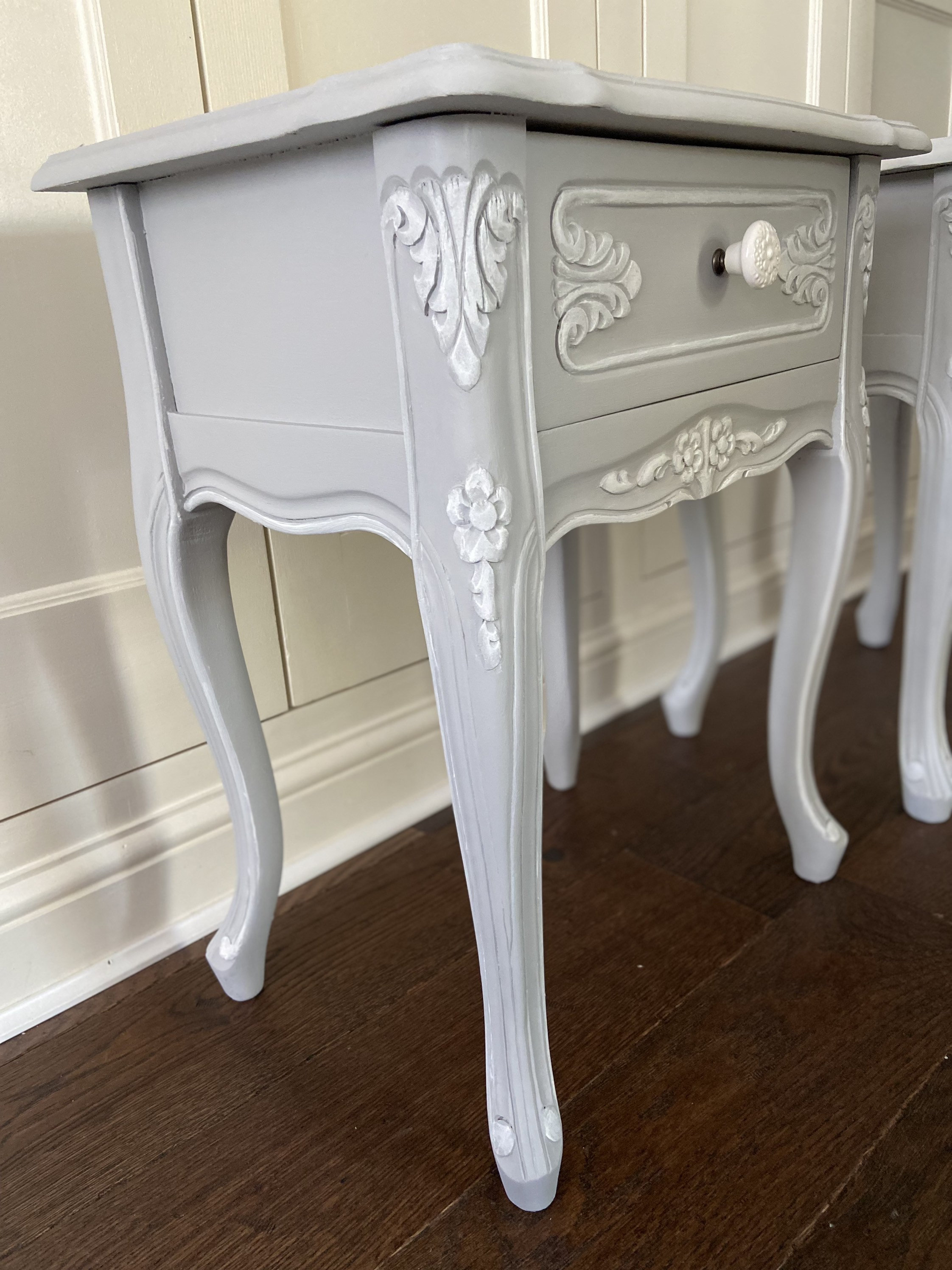 Chic French style grey bedside tables Etsy