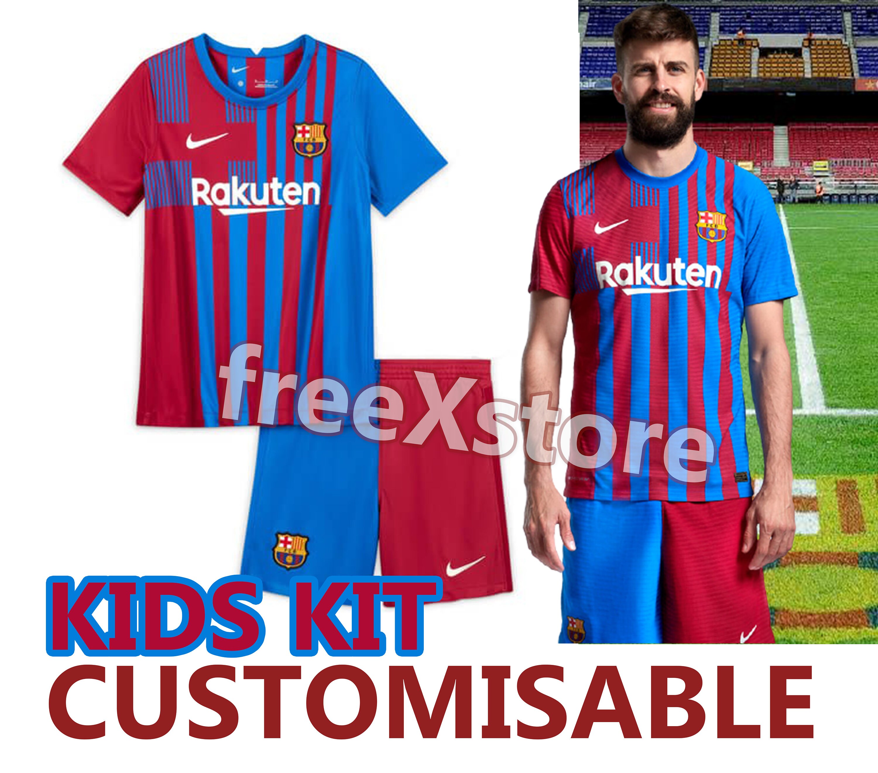 FC Barcelona Kids kit Home Soccer Football Jersey Messi | Etsy