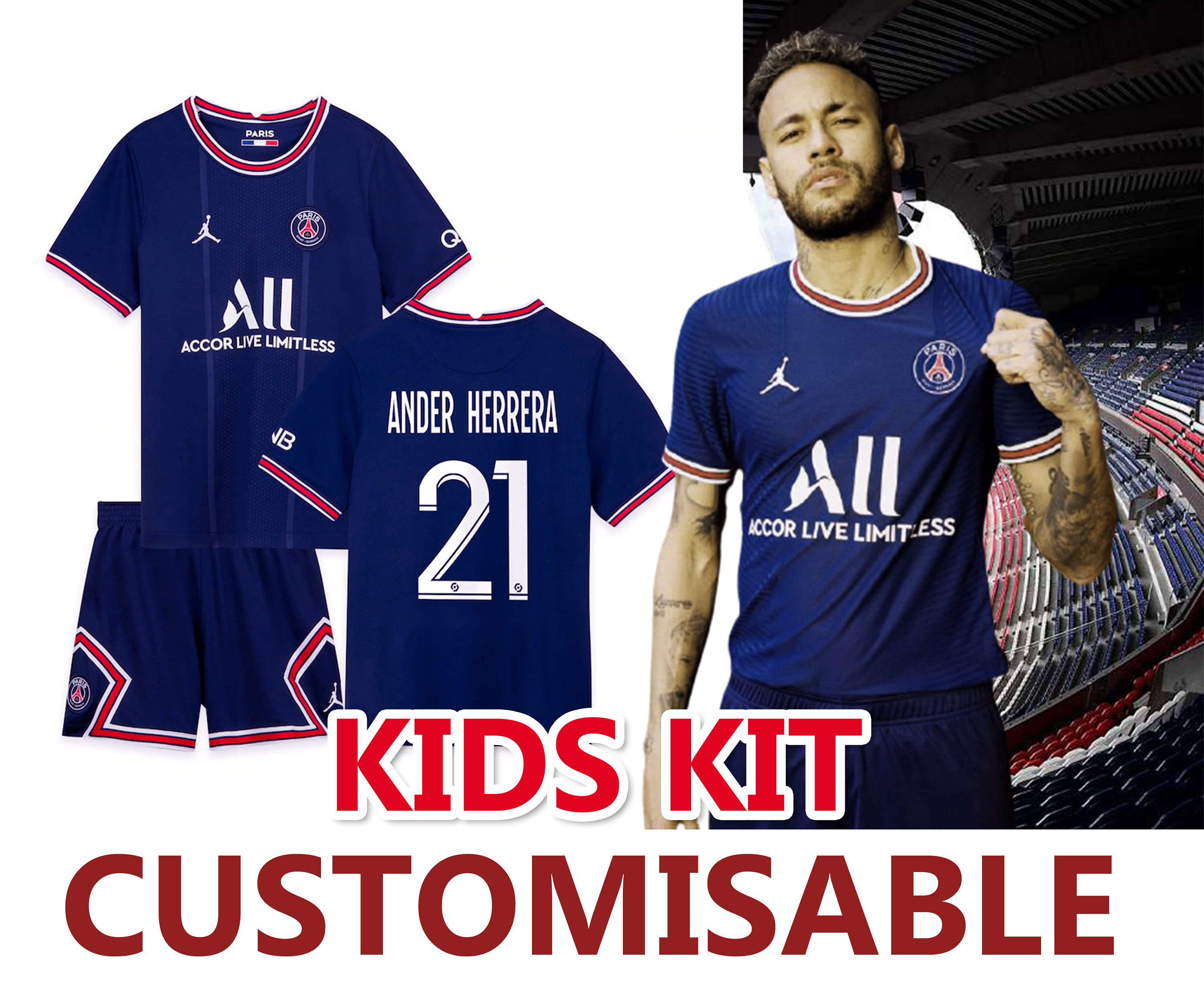 PSG Paris SaintGermain Home jersey Kids kit 2021/22 Soccer  Etsy