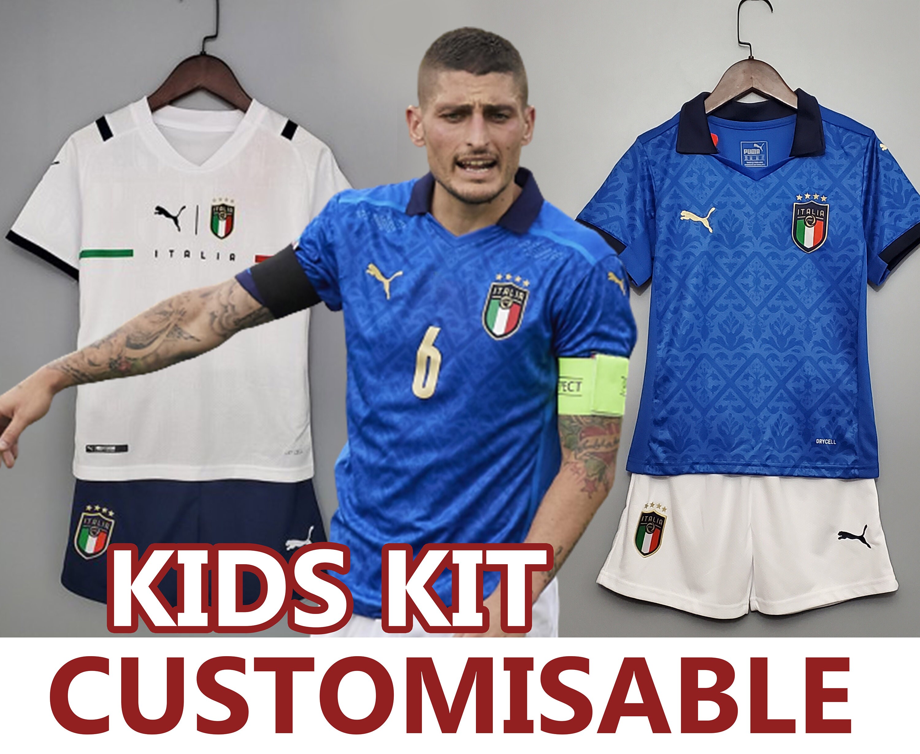 Italy Kid jersey kids kit 2021/2022 Soccer Football Veratti | Etsy