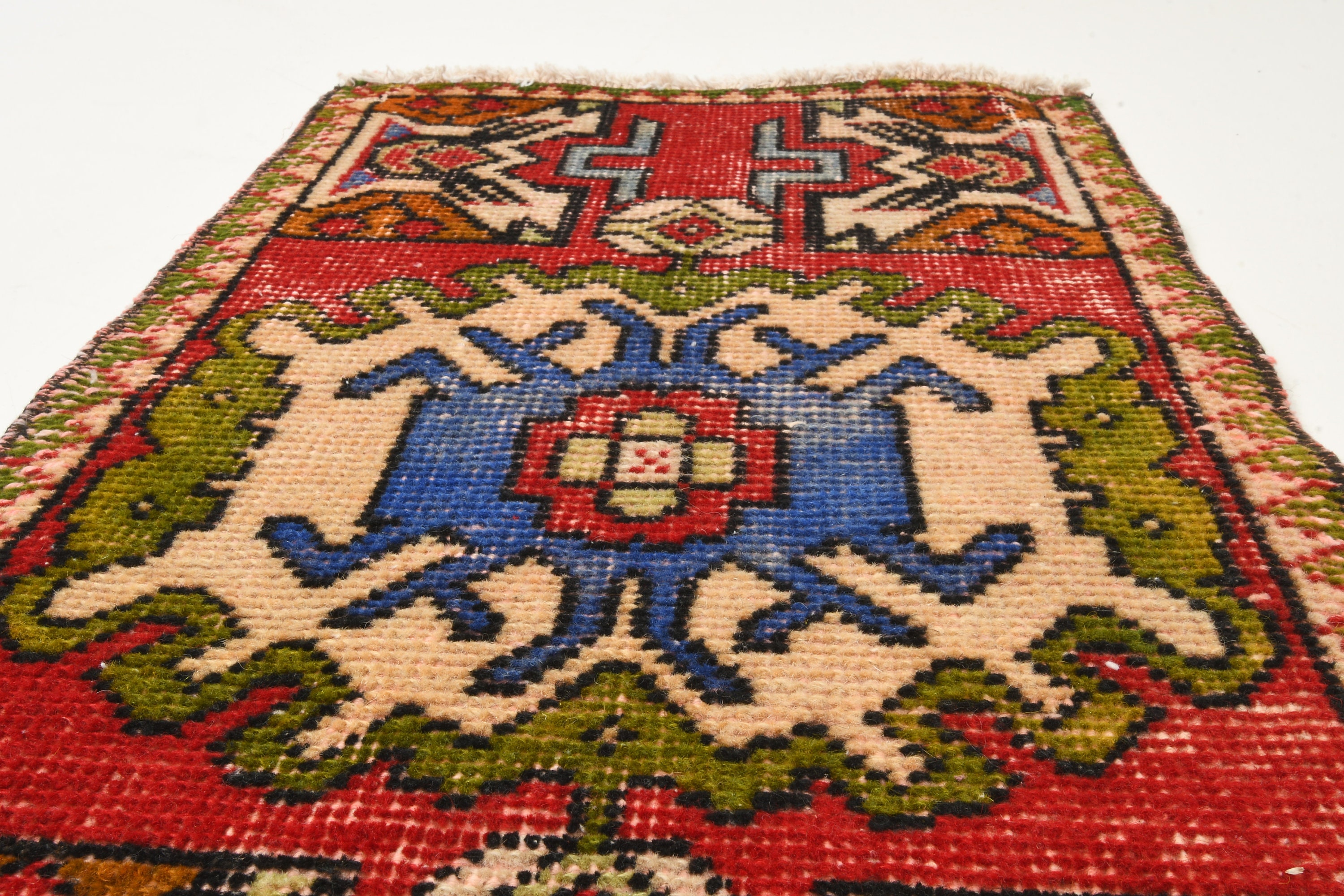 Tapis Turc, Tapis de Zone, 1.5x2.1 Ft, Salon, Boho, Vintage, Oushak, en Laine Fait à La Main, Antiqu