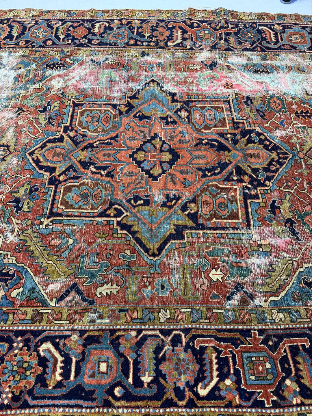 Distressed Vintage Rug Faded Colors, 8'8x10'7 Antique Rug - Etsy