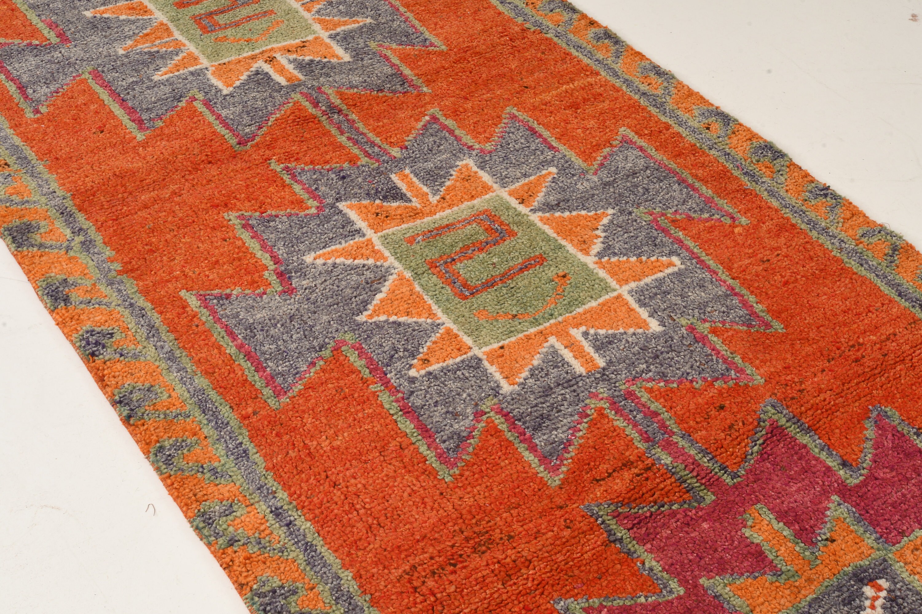 Tapis Turkish Runner, 3.5x11.1Ft, Tapis Oushak, Vintage Anatolien, en Laine Turque, de Décor Runner 