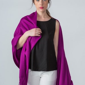 Australian Merino Lambswool Wrap Shawl Women Warm Blanket Winter Oversize Scarf Multi-Colour Purple