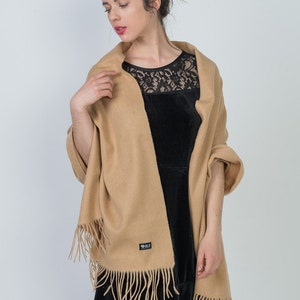 Australian Merino Lambswool Wrap Shawl Women Warm Blanket Winter Oversize Scarf Multi-Colour Camel