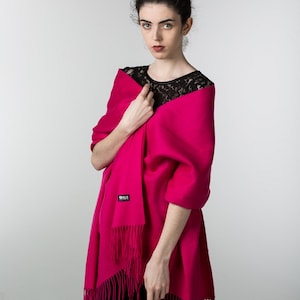 Australisk Merinoullssjal | Varmfilt för kvinnor | Stor vinterhalsduk - Flerfärgad Hot Pink