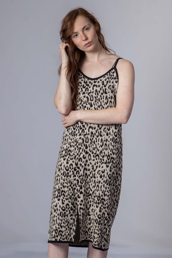 Clearance Wool Yarn Leopard Print Slip Dress One Size Etsy Canada