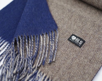Unisex Double Face Scarf Merino Lambswool Multi-Colour | Herringbone Scarf | 100% Australian Lambswool | Double Face