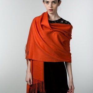 Women Merino Lambswool Shawl Warm Women Wrap Wool crochet scarf Multi-Colour Orange