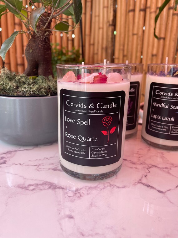 Love Spell Essential Oil Crystal Herbs A True Self Love Candle extra Large  Double Wick 