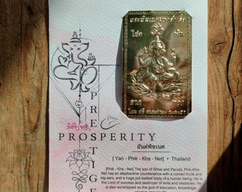 Ganesha talisman card, brass card, Postcard, lucky charms, ganesha Amulets