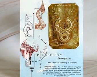 Naga Talisman Karte, Messing Karte, Postkarte, Glücksbringer, Amulett Karte