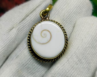 Shiva Eye Shell Brass Pendant, And Ring Set Good Luck Amulet