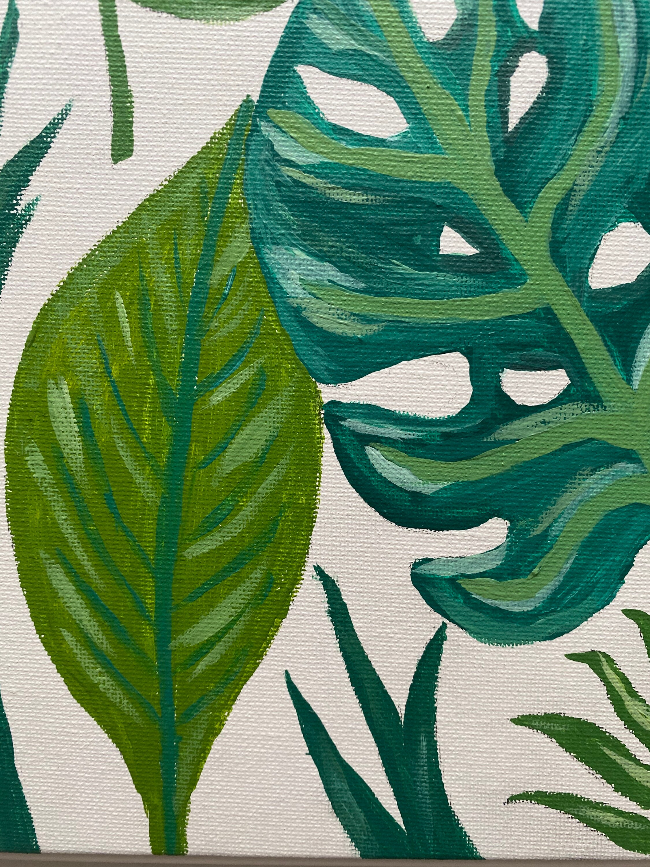 Tropical Green Leaves Painting Original Art Tropical Leaves Etsy UK