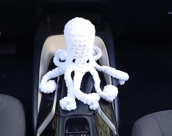 Personalisierte gehäkelte Octopus Schaltabdeckung: Weiß Autozubehör