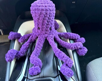 Purple Octopus Gear Shift Cover & Car Mirror Charm, Kawaii Girly Car Accessories