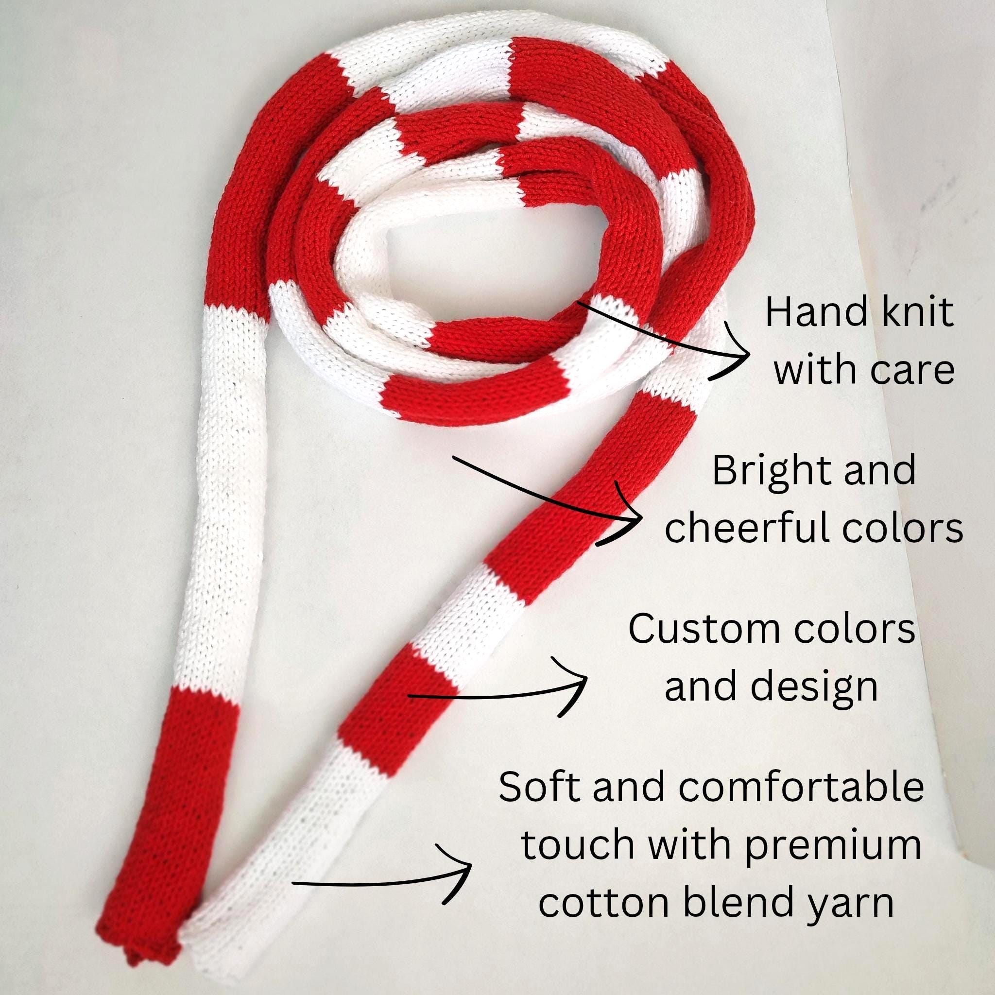 Custom Hand Knit Long Stripe Scarf Choose Your Color, Red White Scarf ...