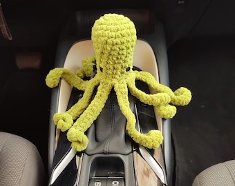 Crochet Gear Shift Cover: Sage Green Octopus, Boho, Beachy Car Decor