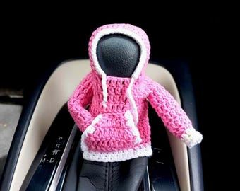 Pink Shifter Hoodie: Crochet Gear Shift Knob Cover