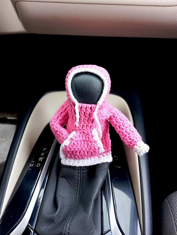 Pink Shifter Hoodie: Crochet Gear Shift Knob Cover