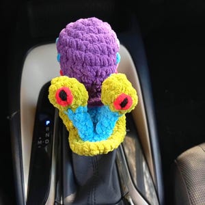 Grappig versnellingspookaccessoire, leuke versnellingspookknop auto-accessoires, gehaakte reisaccessoires geborduurd