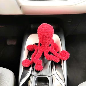 Gehaakte versnellingspookhoes: rode octopus Autodecoratieaccessoires Girly autocadeaus voor haar
