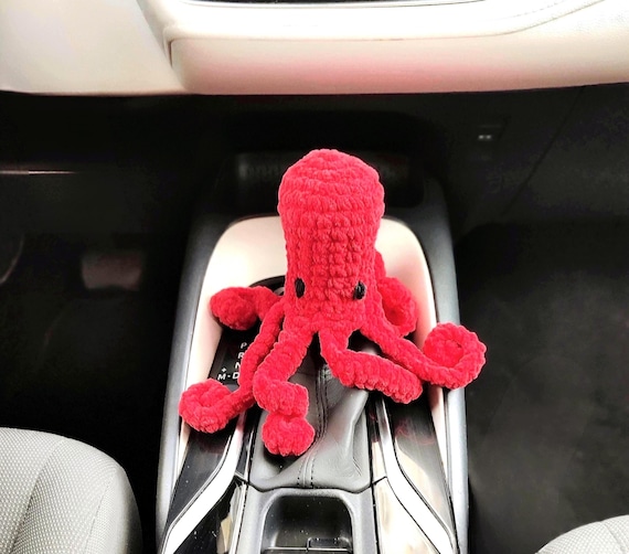 Crochet Gear Shift Cover: Red Octopus Car Decor Accessories Girly Car Gifts for Her