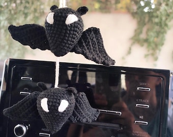 Bat & Beetle Car Mirror Hang Set: Witchy Gothic Car Charm, Alt Spooky Car Decor