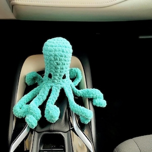 Turquoise gehaakte octopus versnellingspookhoes: blauwgroen auto-accessoires, grappig autodecor