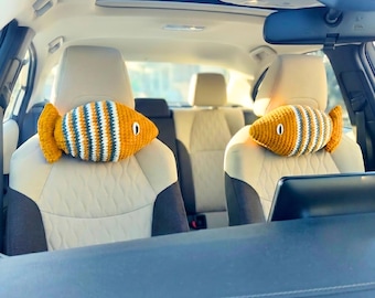 Almohada cervical con forma de pez para coche, cojín reposacabezas de viaje