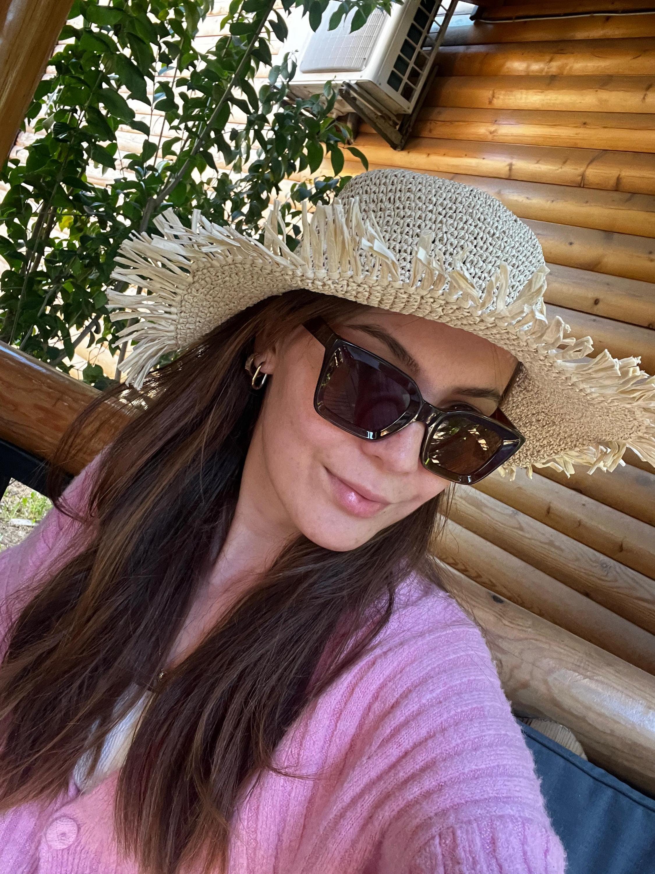 Customizable Floppy Straw Hat, Packable Beach Vacation Sun 