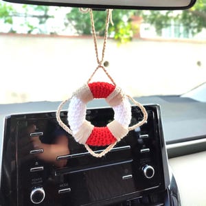 Life Saver-bedels, gunsten, reddingsboei, auto-interieur kustdecor, achteruitkijkspiegelaccessoires boot voor heren, hangend accessoire blauw