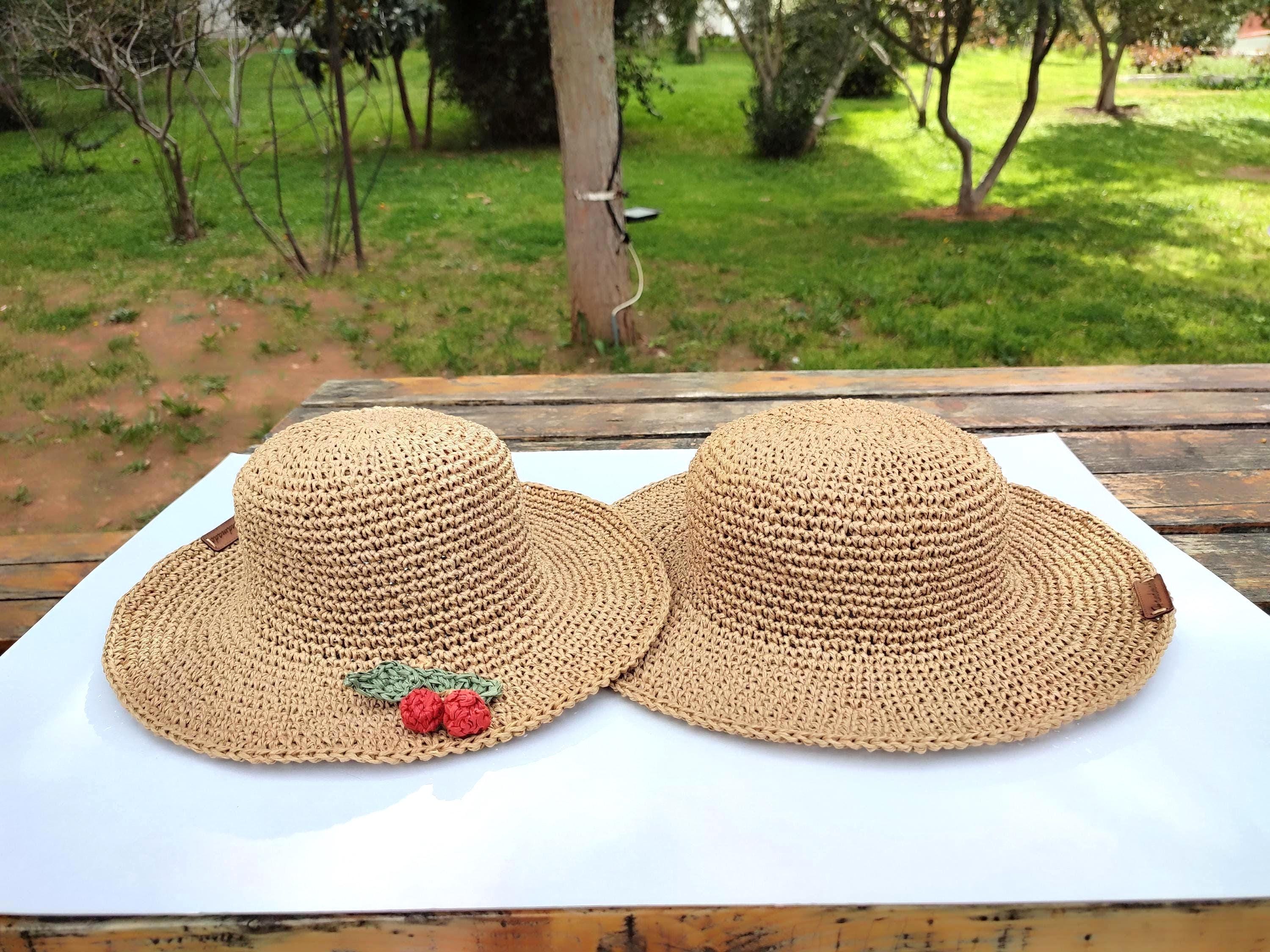 Foldable Packable Straw Sun Hat Floppy Travel Beach Cap Handmade Bohemian Customizable Floppy Straw Hat, Packable Beach Vacation Sun  main image 4