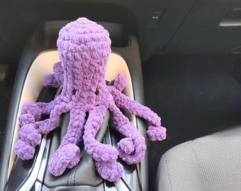 Purple Octopus Gear Shift Cover & Car Mirror Charm, Kawaii Girly Car Accessories
