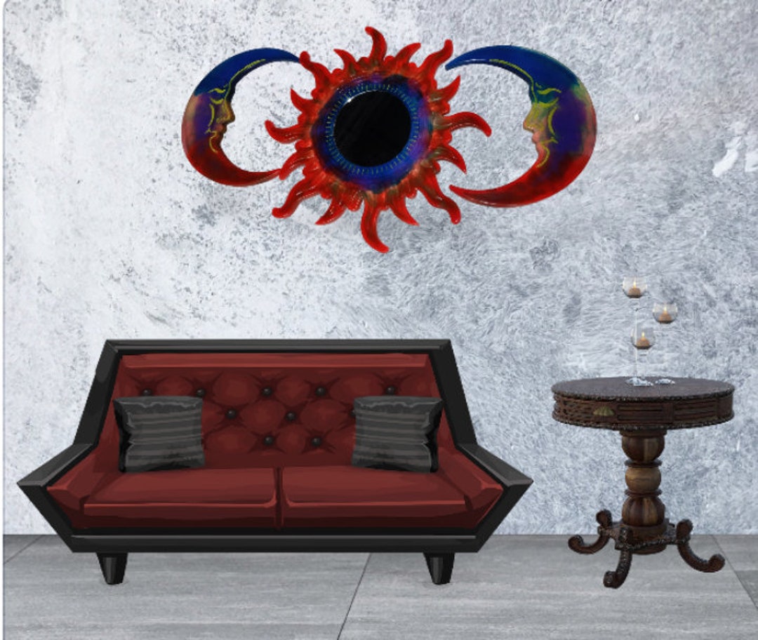 Sun Moon Mirror Wall Decor Colorful Display Etsy