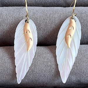 Vintage Mother of Pearl earrings with 14k gold accent