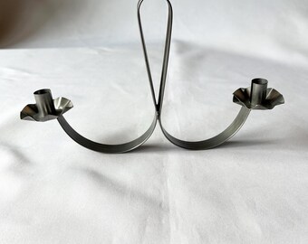 Vintage Metal/Tin Taper Candle Holder With Scallop Edge