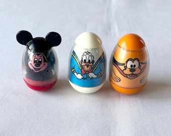 Vintage 1970s Hasbro Disney Weebles Mickey Mouse Donald Duck And Pluto