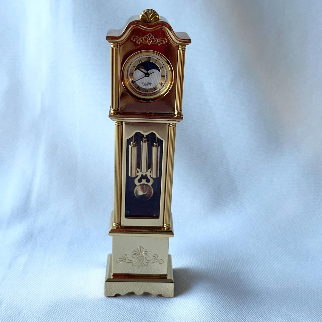 Vintage Bulova Miniature Grandfather Collectible Clock Oxford B-0554 - Etsy