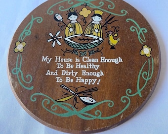 Vintage Enesco Wooden Wall Plaque Circa 1970s