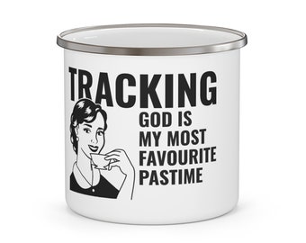 Dare to Dream with the Tracking God Enamel Camping Mug to  Embark on a Spiritual Journey with Personalized Mug for Dreamers