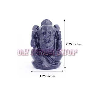 Statua di Ganesha in pietra del sole blu naturale, idolo di Lord Ganpati, scultura del dio con volto di elefante, Dio indù, arredamento per la casa OmPoojaShop