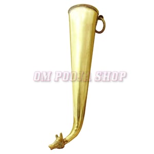 Gaumukhi Shringi Abhishek Pot in Brass I Pure Brass Shiringi Gaumukhi Shringi for Abhishek, Bathing Pot for Gods